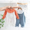 Lapel Shirt Long Sleeve Suit Girl Baby Casual Cowboy Suspender Two-piece Set